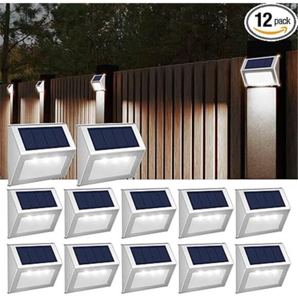 Solar Fence Lights - 12 Pack Solar Outdoor Lights Solar Powered Waterproof - Picture 7 of 7